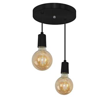 Imagem de Pendente Redondo Duplo Tubo Gourmet Preto