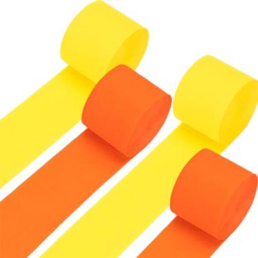 Imagem de GCB Decorações Para Festa De Casamento, 4 Rolos 99 M, Serpentinas Papel Crepom Amarelo-Alaranjado Decoração Aniversário E Halloween, Cenário Outono Laranja, Chá Bebê, Artesanato