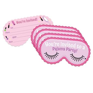 Imagem de Convites de festa de pijama para meninas tema de festa de aniversário do pijama - 20 unidades de convites de preenchimento dupla face de 10 x 15 cm com envelopes molhados para selar