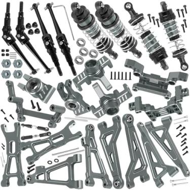 Imagem de hopsupRC Upgrade Parts for 1/16 H16BM H16DR H16 MJX 16207 16208 16209,RC Shock Absorbers&Suspension Arms&Drive Shaft Axles&Steering Knuckle Kit&Shock Tower&Adjustable Links&Steering Block,Titanium
