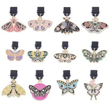 Imagem de HOBBIESAY Capa de plugue de poeira USB tipo C, gato, borboleta, mariposa, cacto, plantas, porta tipo C, pingente de plugue de poeira para presente de acessório de telefone feito à mão, Liga metálica