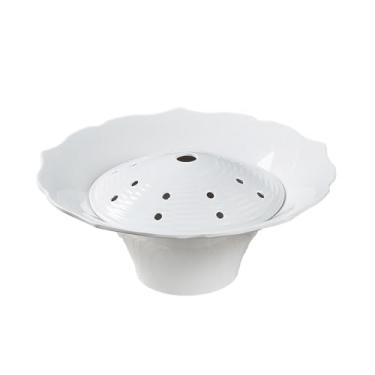 Imagem de Utensílios de mesa de porcelana de imitação criativa de forma irregular de cor sólida estilo nórdico de casa - Bandeja de gelo seco de 25 cm [branco]