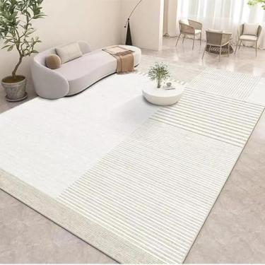 Imagem de Tapete decorativo branco estilo simples para sala de estar, luxuoso, quarto, fácil de limpar, mesa de centro (200 x 250 cm, 78,7 x 98 pol./Flanela-6)