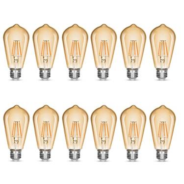 Imagem de Lâmpada LED Edison, lâmpada Edison vintage de 40 W, lâmpada E26, lâmpada LED não regulável, 450 lúmens 2300 K âmbar quente, pacote com 12