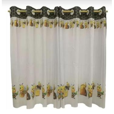 Imagem de Cortina Para Cozinha Abelhinha Voil 2,40 m x 1,20 m - Vivaz Casa