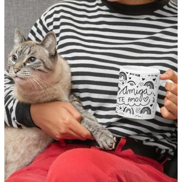 Imagem de Caneca Cerâmica Branca Amiga Te Amo - Caneca Amarela