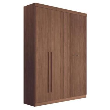 Imagem de Guarda Roupa Casal Ripado 4 Portas Elvas Jatobá - CASA H