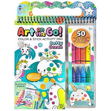 Imagem de Bright Stripes Kit de colorir de viagem para crianças: livros de colorir e giz de cera de arte em movimento, livro de atividades com adesivos - Colagem sem bagunça divertida para maiores de 3 anos