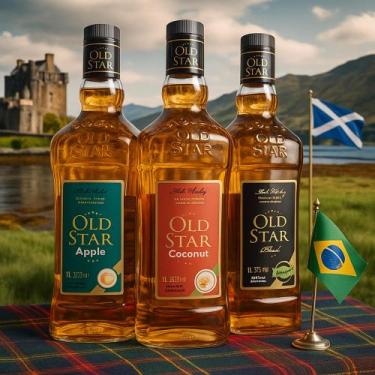Imagem de Whisky Old Star 3 Litros tradicional, honey, apple ou coconut kit esco