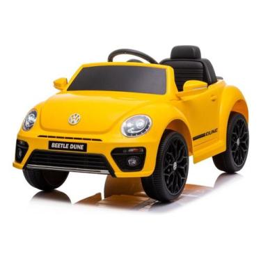 Imagem de Mini Carro Elétrico Licenciado Vw Beetle Fusca Amarelo 6v - Importway