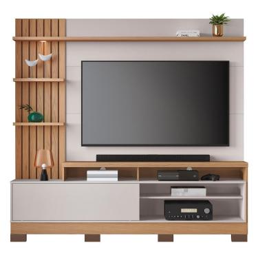 Imagem de Estante Home Theater Maceió para TV até 65” com Pés - Colibri Freijó/Off White
