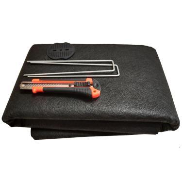 Imagem de YLM1991 Tapete de controle de ervas daninhas para serviço pesado e 20 unidades de 20 unidades de grampeamento de paisagem cobertura de solo comercial, tecido geotêxtil 4 m x 16,5 m dobra de 218 g