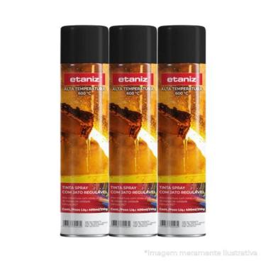 Imagem de Kit 3 Tinta Spray Alta Temperatura Preto Fosco Até 600 Graus - Etaniz