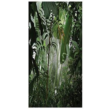 Imagem de Película de privacidade de janela para decoração de floresta tropical, janela decorativa 3D, decalques de vitrais, adesivo de janela aderente estática não adesivo, L90 x C 190 cm verde