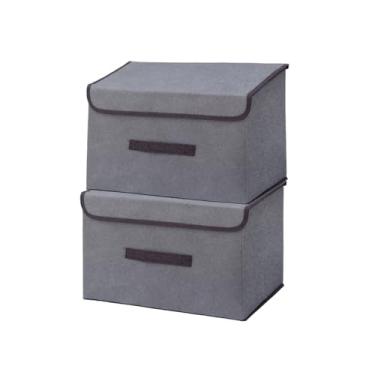 Imagem de Caixa Organizadora com Tampa Antipoeira - Kit com 2 Cinza para Guarda-Roupa - Caixa de Tecido Oxford com Vedação Segura