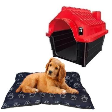 Imagem de Casa Casinha Plástica Desmontável N4 + Cama Colchonete Pet - MecPet