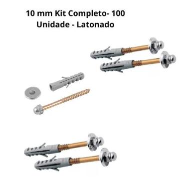 Imagem de Parafuso P/ Vaso Sanitário 10mm Kit Completo 100 Un Latonado - Modelar