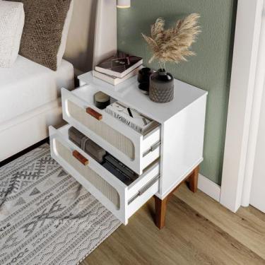 Imagem de mesa de cabeceira para quarto estilo retro santorini 60cm grande com 2