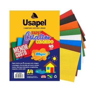 Imagem de Papel Criativo Colorido A4 85g 45 Fls Usapel