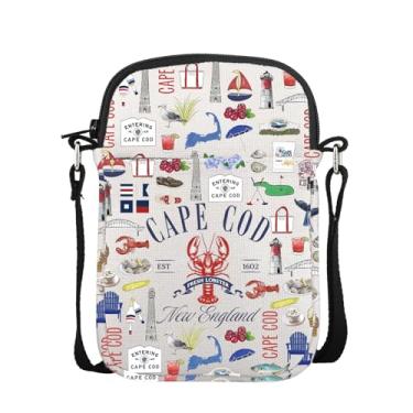 Imagem de POFULL Bolsa tiracolo para presente de praia para amantes de bacalhau Cape Cod presente lagostins Nova Inglaterra, Cape Cod