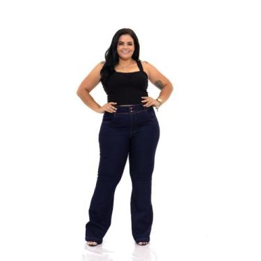Imagem de Calça Jeans Feminina Básica Plus Size Levanta bumbum Mídi - The cove, 