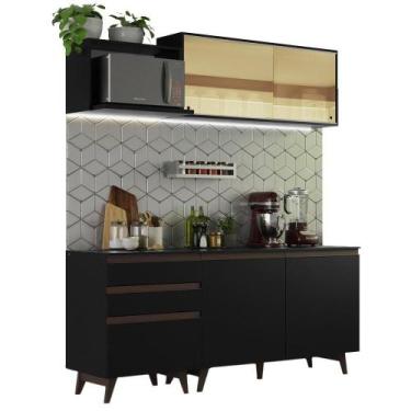 Imagem de Cozinha Completa Madesa Reims com Armário e Balcão Preto