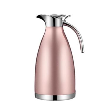 Imagem de ＫＬＫＣＭＳ Garrafa térmica de café com tampa selada 2L reutilizável, dispensador de bebidas com retenção de calor e frio, bule para leite, água e bebidas, Rosa Ouro