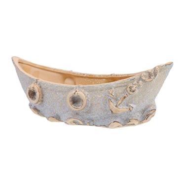 Imagem de SEWACC Vaso decorativo de cerâmica, vaso de modelagem de barco vintage, multicolorido, 26 x 9 x 8 cm, vaso de plantas domésticas, cor aleatória