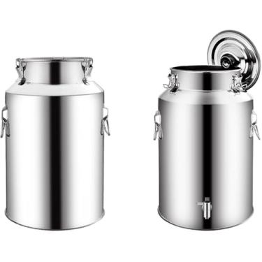 Imagem de 201 Aço Inoxidável Hermético Leite Churn Balde De Transporte Balde De Vinho Pote De Laticínios Chá Cister Barril Jarro De Água Com Tampa Selada De Silicone Heavy Duty, Without Tap, 5L
