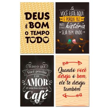 Imagem de Kit Placas Quadros Decorativos Bebidas Frases 4 Pçs 20x30 Cm