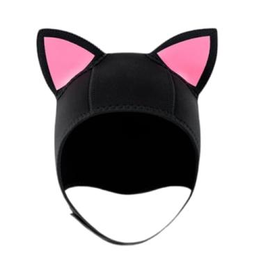 Imagem de YIJU Touca de mergulho com orelhas de gato, touca de neoprene confortável para mergulho, capuz de surf para natação subaquática e mergulho com snorkel