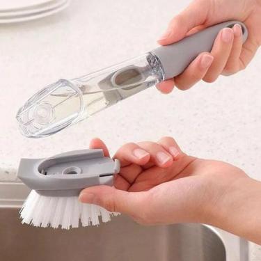 Imagem de Escova limpeza Lavar Reservatório Sabão Louças Panela Dispenser Deterg