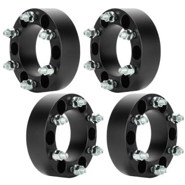 Imagem de 6 x 5,5 (6 x 139,7 mm) Espaçadores de roda de 2 polegadas para Tacoma Tundra 4Runner FJ Cruiser Land Cruiser Sequoia, Chevy Colorado, GMC Canyon, GX460 GX470, 50,8 mm de espessura M12 x 1,5 parafusos
