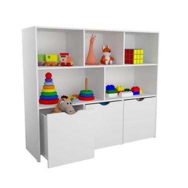 Imagem de Estante Infantil com Nichos e Baús Giratórios Anabela 100 MDF - Woodco