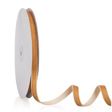 Imagem de Fita de veludo cáqui 1/10.2 cm x 20 jardas, fita de Natal perfeita para decoração de guirlanda de árvore de Natal, enfeites de artesanato artesanal, embrulho de presente e fabricação de laços