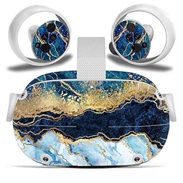 Imagem de FOTTCZ Adesivo de vinil apenas para fone de ouvido e controles de realidade virtual Oculus Quest 2, decalque protege a realidade virtual – textura rochosa