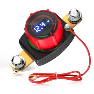 Imagem de Interruptor de desconexão de bateria de poste lateral resistente de atualização 2025 – Interruptor de bateria marítima DC 5-60 V com voltímetro, desligamento de energia para carro, barco, trailer