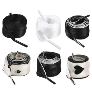 Imagem de SOFPLATE 1 caixa de cadarços de seda a granel preto seda cadarço branco bonito coração ponto balé tema macio casual liso elegante poliéster cadarços cordão de sapato para mulheres tênis botas de skate