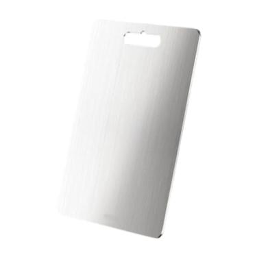 Imagem de IEUDNS Tábua de Corte em aço Inoxidável para Uso Na Cozinha, Dupla Face, com Alça para Preparação de Alimentos, 29cm x 20cm