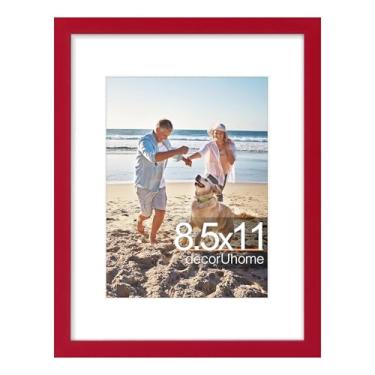 Imagem de decorUhome Moldura de 21 x 28 cm, exiba imagens 15 x 20 com tapete ou 21 x 28 sem tapete, moldura de certificado de exibição de parede e mesa, vermelha, 1 pacote