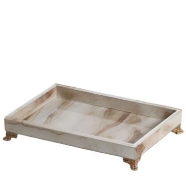Imagem de Bandeja Para Penteadeiras 25x15 Efeito Mármore Bandeja Organizadora(Nude Mesclado,COM O PÉ)