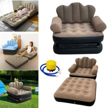 Imagem de Poltrona e Sofá Cama Colchâo Inflável Luxo Casa Jardim Portàtil Multifucional