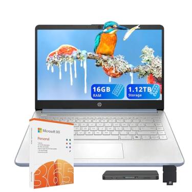Imagem de HP Laptop Stream HD de 14 polegadas, processador Intel N150, 16 GB de RAM, 1,12 TB de armazenamento (128 GB UFS+ conjunto de estação de ancoragem de 1 TB), placa de vídeo Intel, webcam, Wi-Fi 6, 1 ano