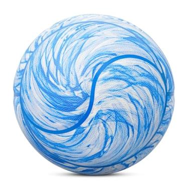 Imagem de Kuangmi Bola de basquete Yin Yang, tamanho oficial 7 (75 cm), pneu médio exclusivo em forma de Tai Chi, para interior e exterior, azul