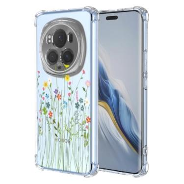 Imagem de RRXSYXL Capa para Honor Magic 6 Pro com estampa floral transparente, capa macia à prova de choque para Honor Magic 6 Pro, flores silvestres