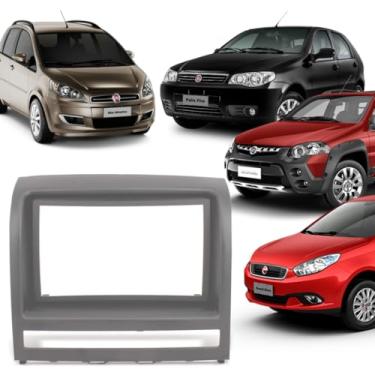 Imagem de Moldura Painel Central Fiat Palio, Strada, Siena, Idea 2003-2012, 1 Din, Cinza, Compatível com Padrão Japonês e Chinês