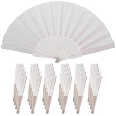 Imagem de SiissaPeksid Pacote com 24 ventiladores de mão, ventilador dobrável de glitter com nervuras transparentes brilhantes – Ideal para casamento, igreja, festival, dança, festa de chá, clube e acessórios
