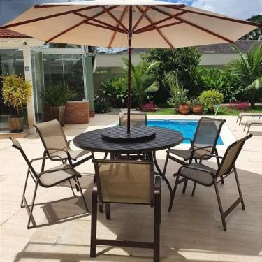Imagem de Jogo de Mesa Giratoria 6 Cadeiras de Aluminio para Piscina Jardim Área