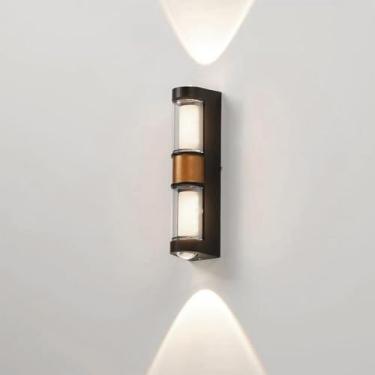 Imagem de Candeeiros de parede LED para ambientes externos, IP65, à prova d'água, de alumínio, arandelas externas, iluminação para cima e para baixo, luzes de parede internas/externas para varanda e pátio da