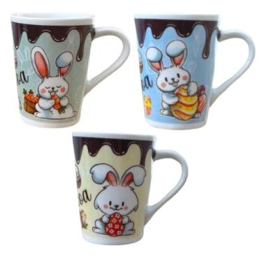 Imagem de Antilope Decor Porcelanas, Jogo 3 canecas Cônicas 220ml - Páscoa - Porcelana